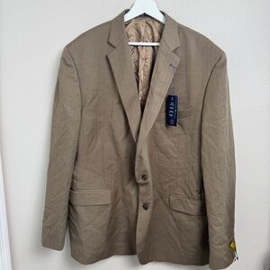 Stafford Tan Blazer Men's 52L Classic Fit 2-Button Sport Coat Wool Blend New